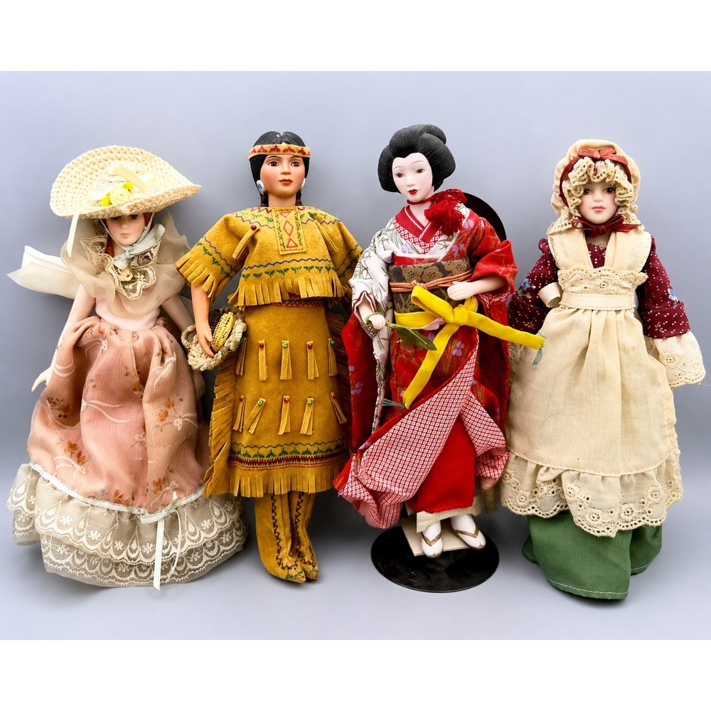 Vintage Avon Porcelain Doll Lot of 4 International & Fashions of American Times